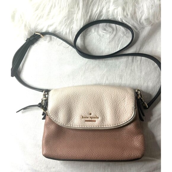 Kate Spade Jackson Street Harlyn Pebbled Leather Crossbody Two-Tone Beige & Rose - Picture 1 of 10